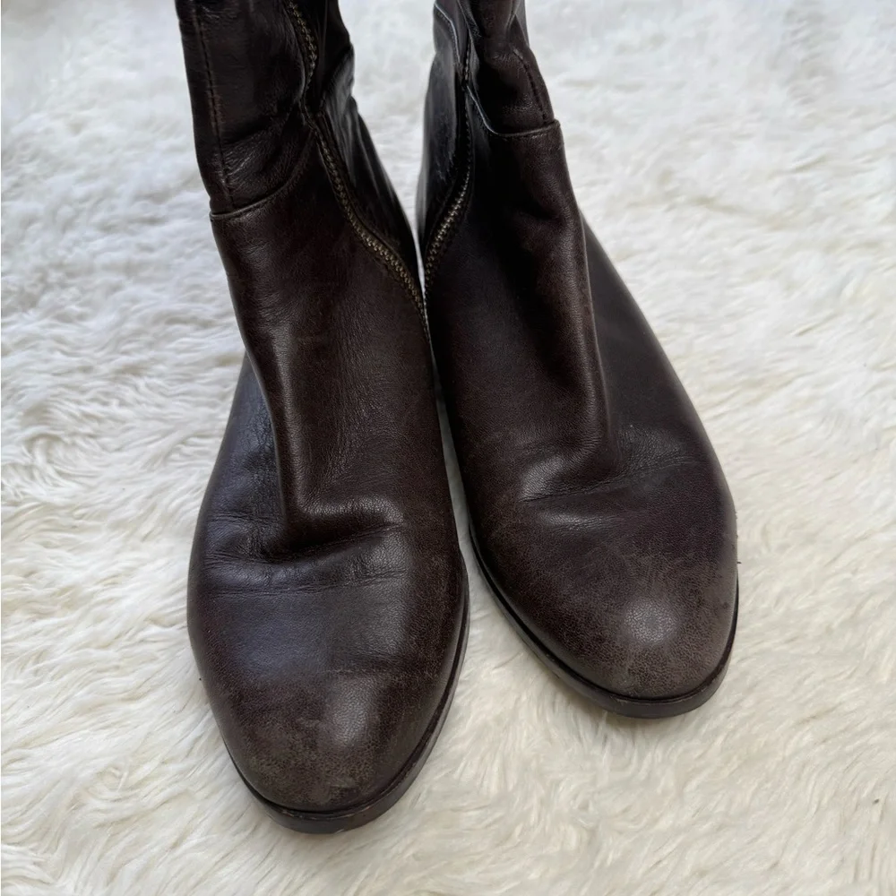 Michael Kors Over The Knee Boots Leather Riding Chocolate Brown Size 7 Capsule